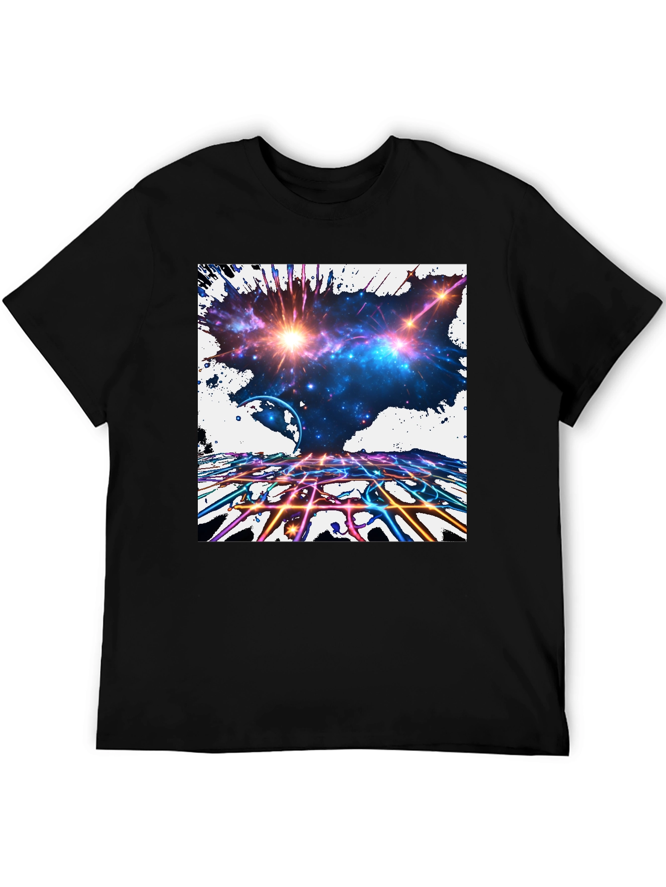 Galaxy Explosion Graphic Black T-Shirt