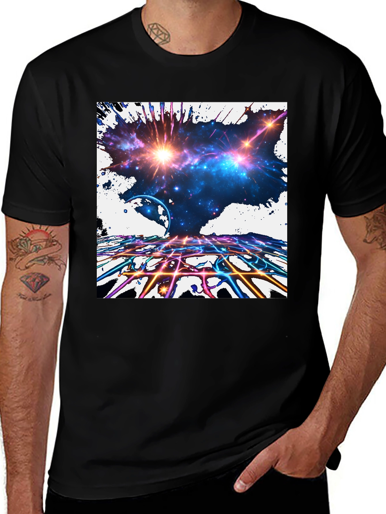 Galaxy Explosion Graphic Black T-Shirt