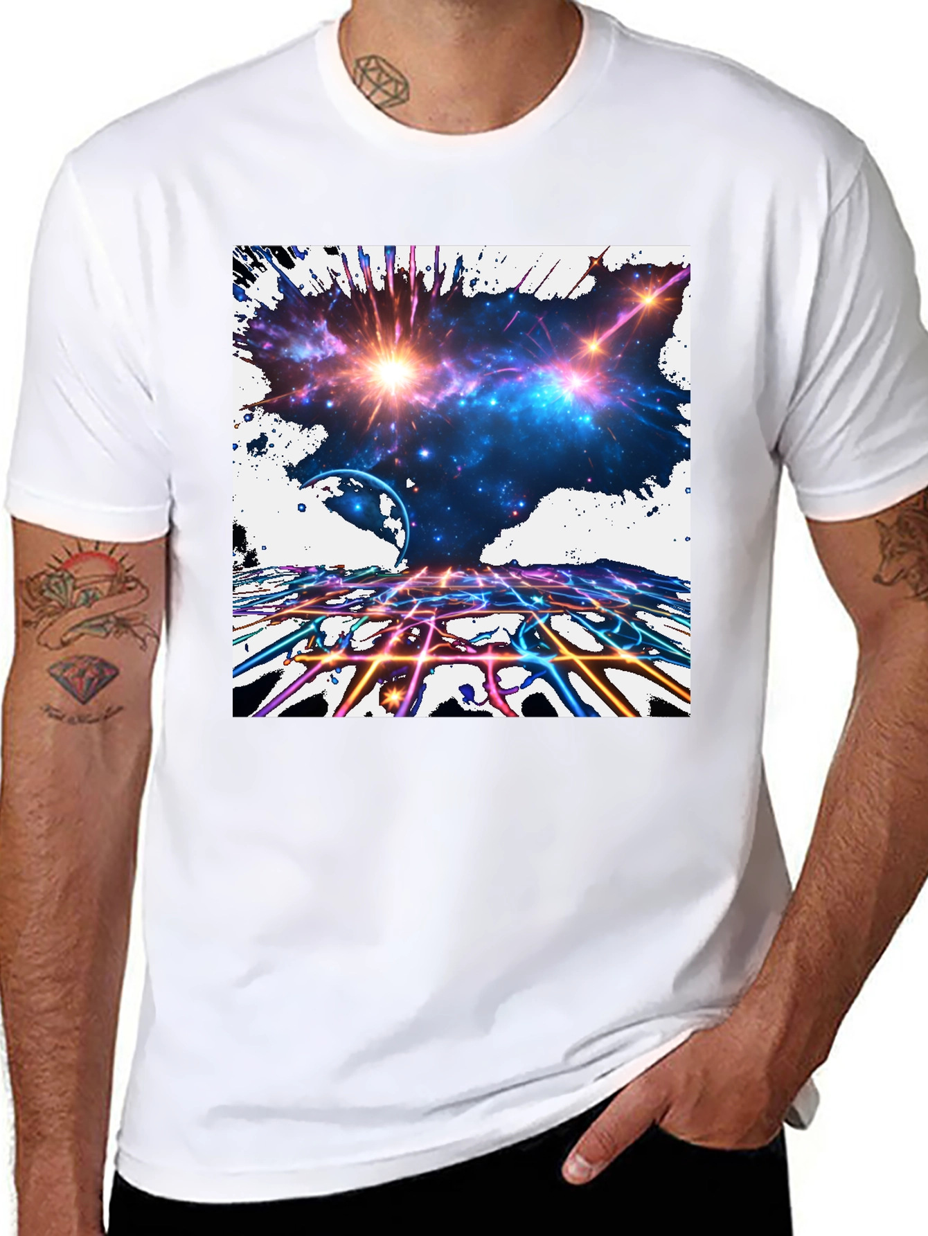 Galaxy Explosion Graphic Black T-Shirt