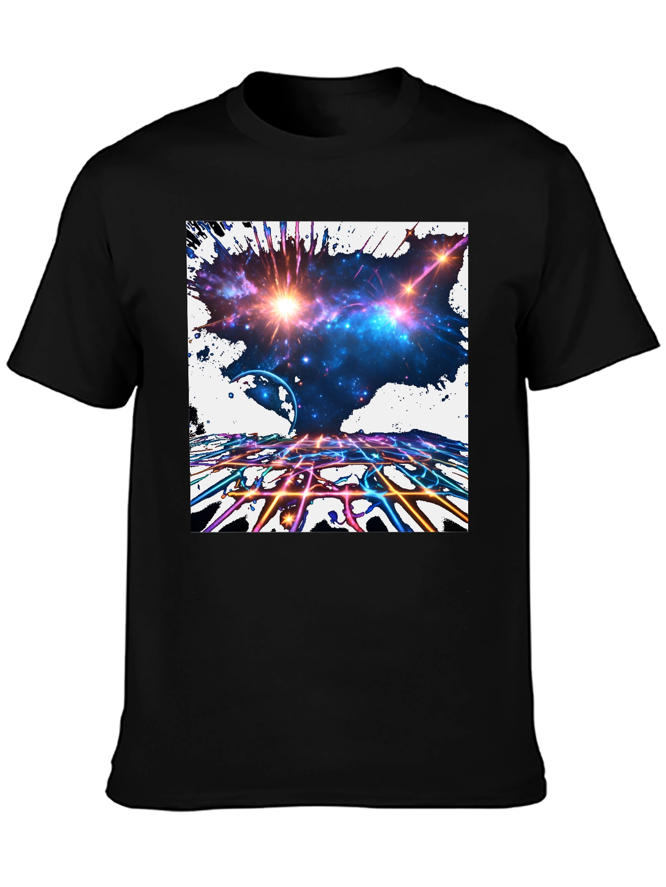 Galaxy Explosion Graphic Black T-Shirt