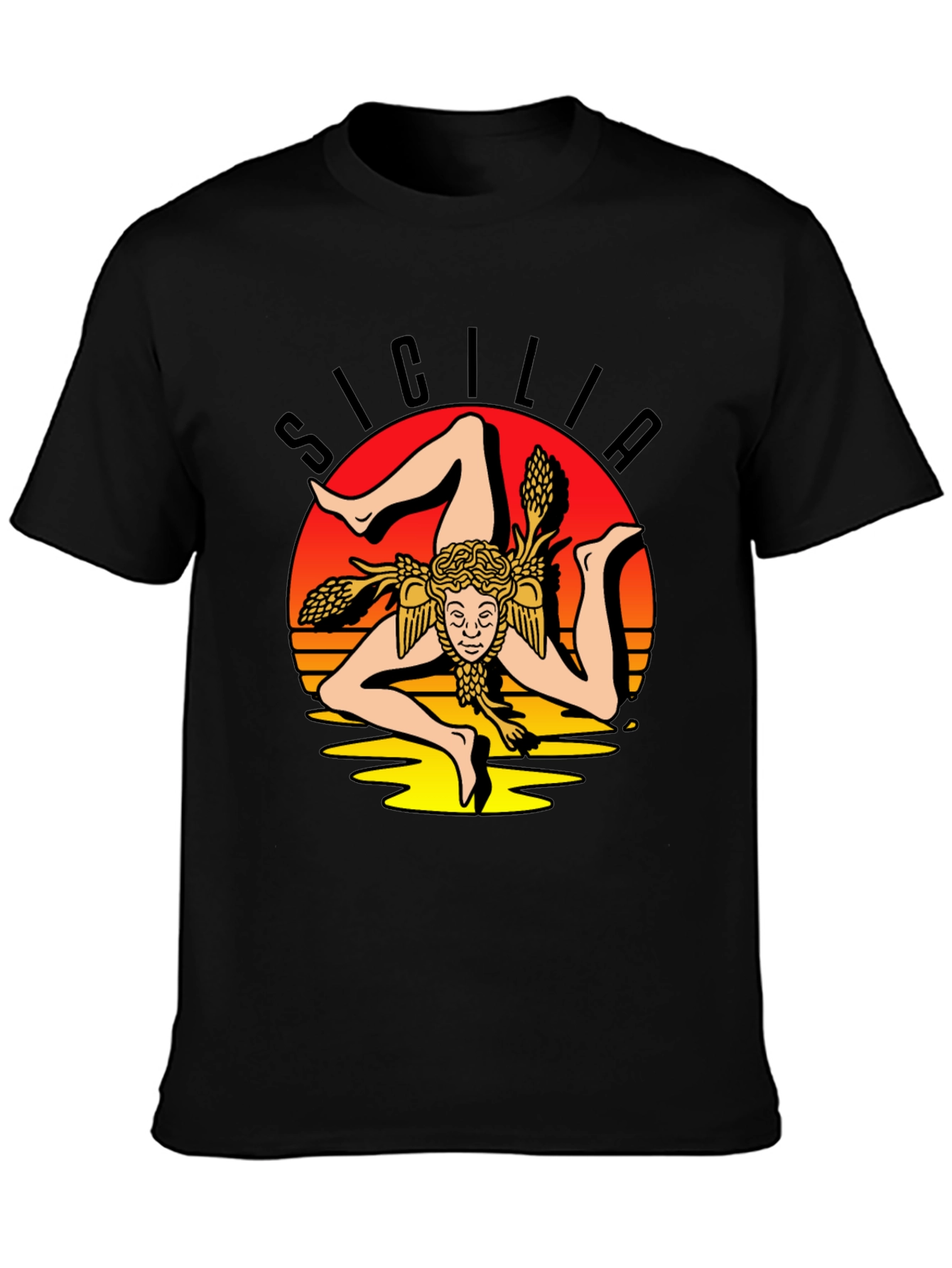 Sicilia Symbol Graphic Tee - Stylish Black T-Shirt