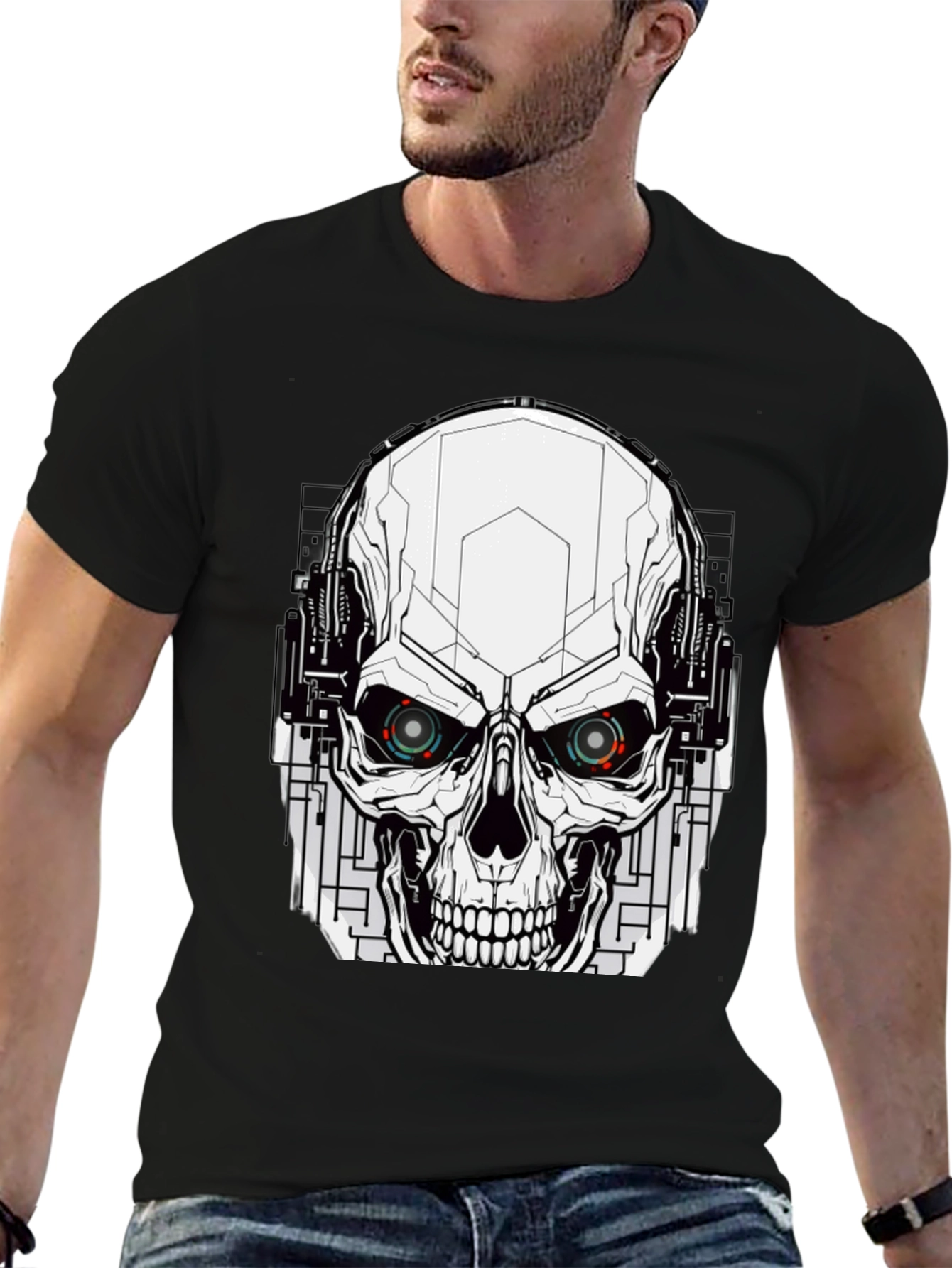 Cyberpunk Skull T-Shirt - Mens Graphic Tee