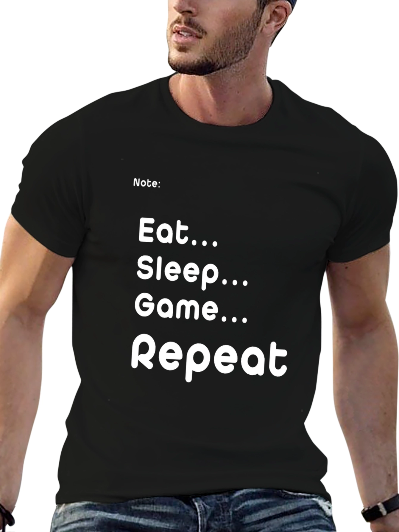 Eat Sleep Game Repeat Black T-Shirt