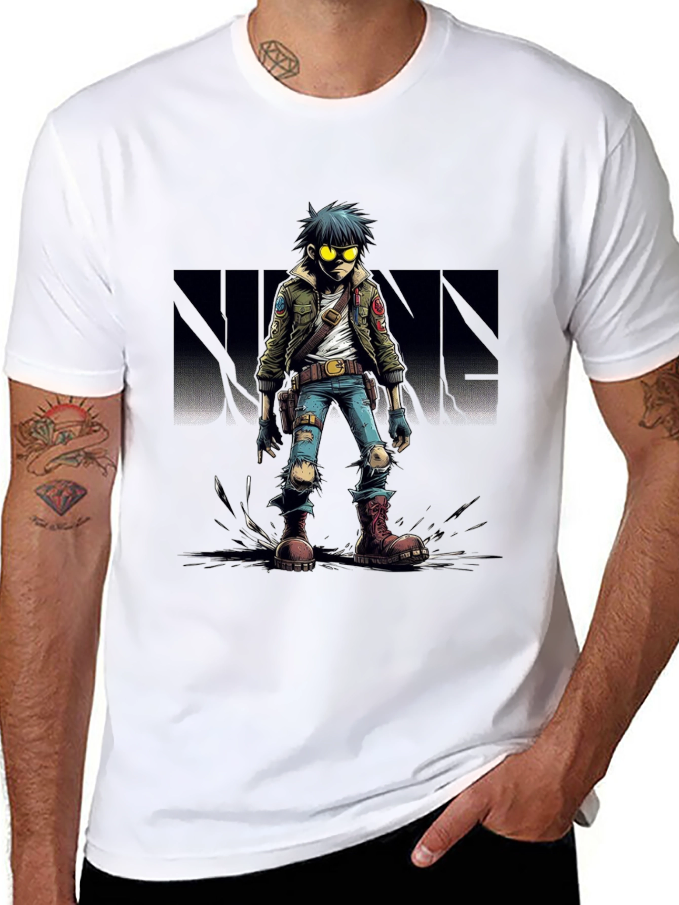 Gorillaz 2D Character Graphic Black T-Shirt
