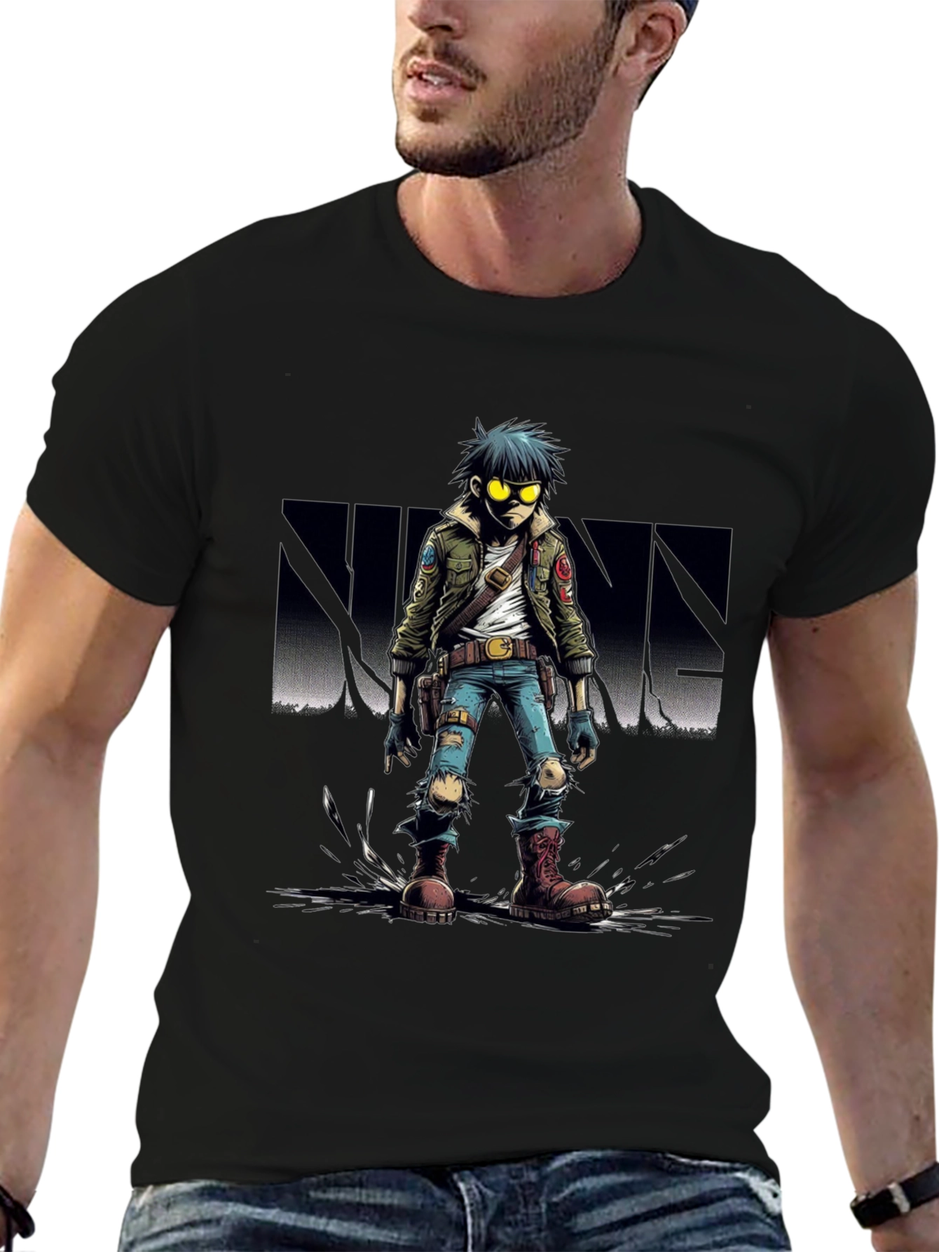 Gorillaz 2D Character Graphic Black T-Shirt