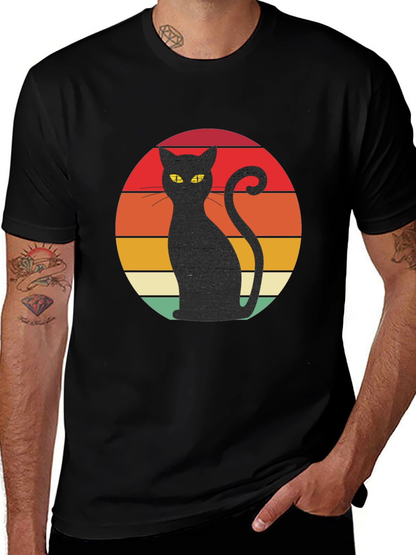 Retro Cat T-Shirt - Black Cat Silhouette