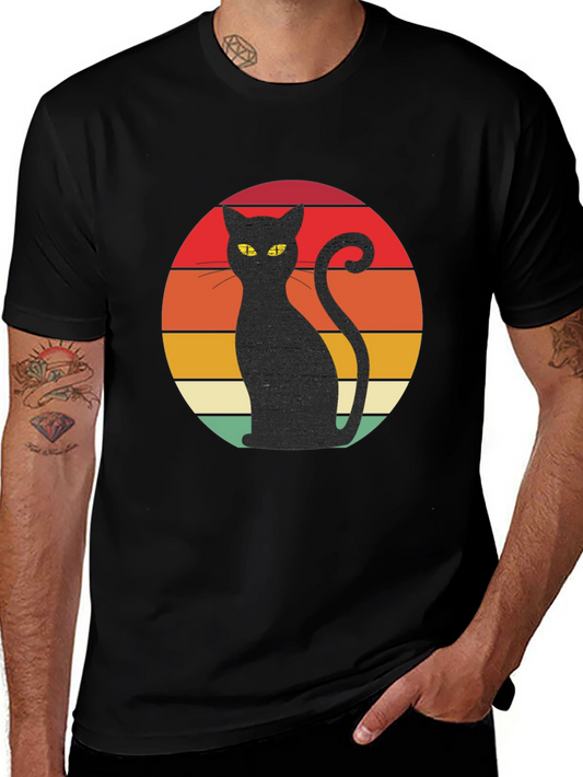 Retro Cat T-Shirt - Black Cat Silhouette