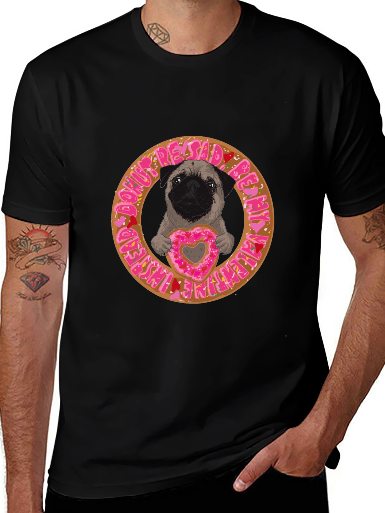 Pug Donut Valentines Day T-Shirt