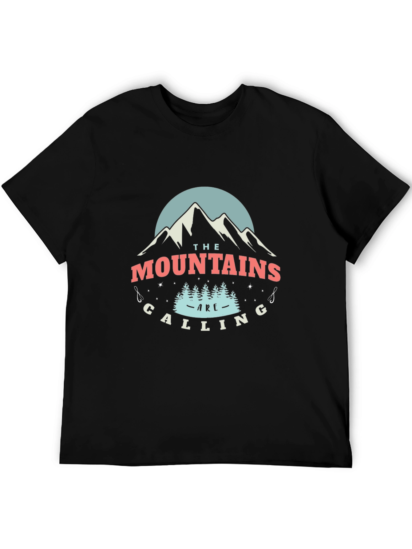 Mountains Are Calling Black Graphic T-Shirt