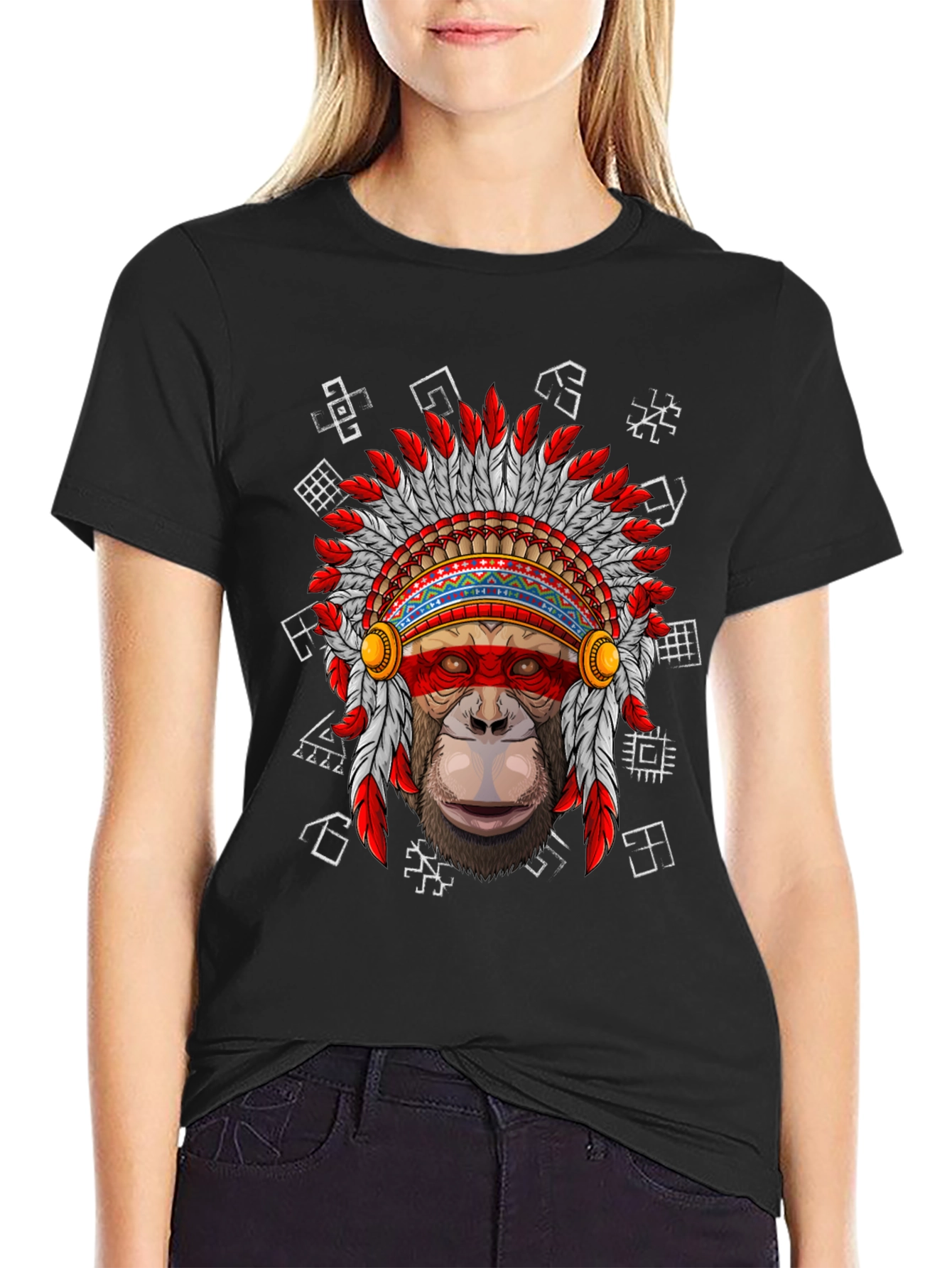 Monkey Chief Headdress Graphic T-Shirt