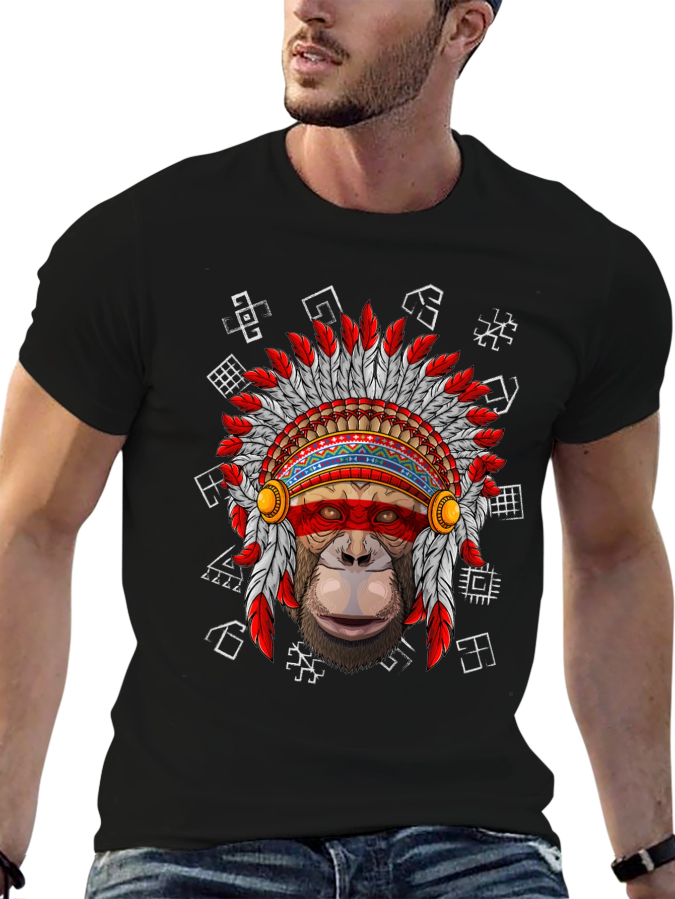 Monkey Chief Headdress Graphic T-Shirt