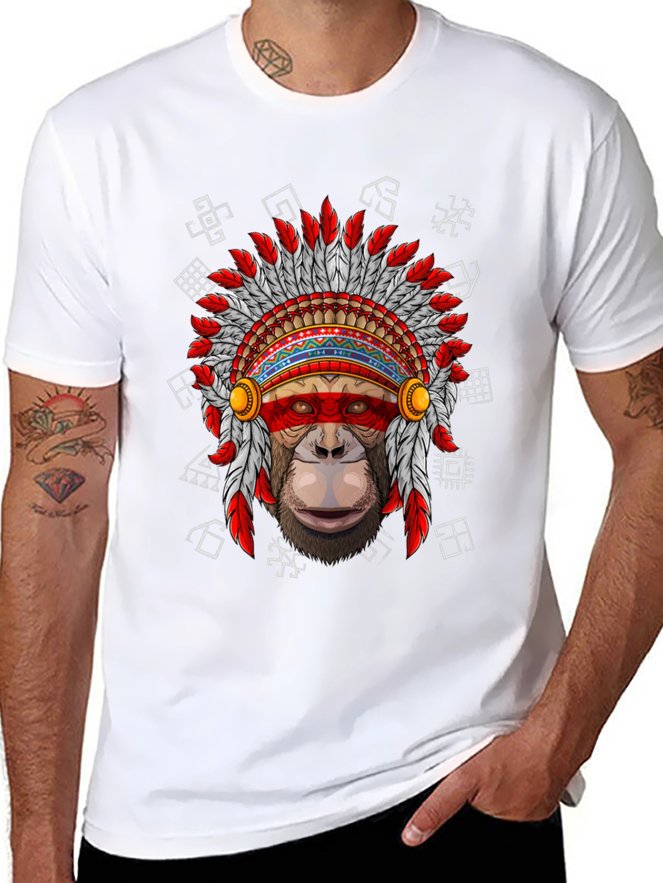 Monkey Chief Headdress Graphic T-Shirt