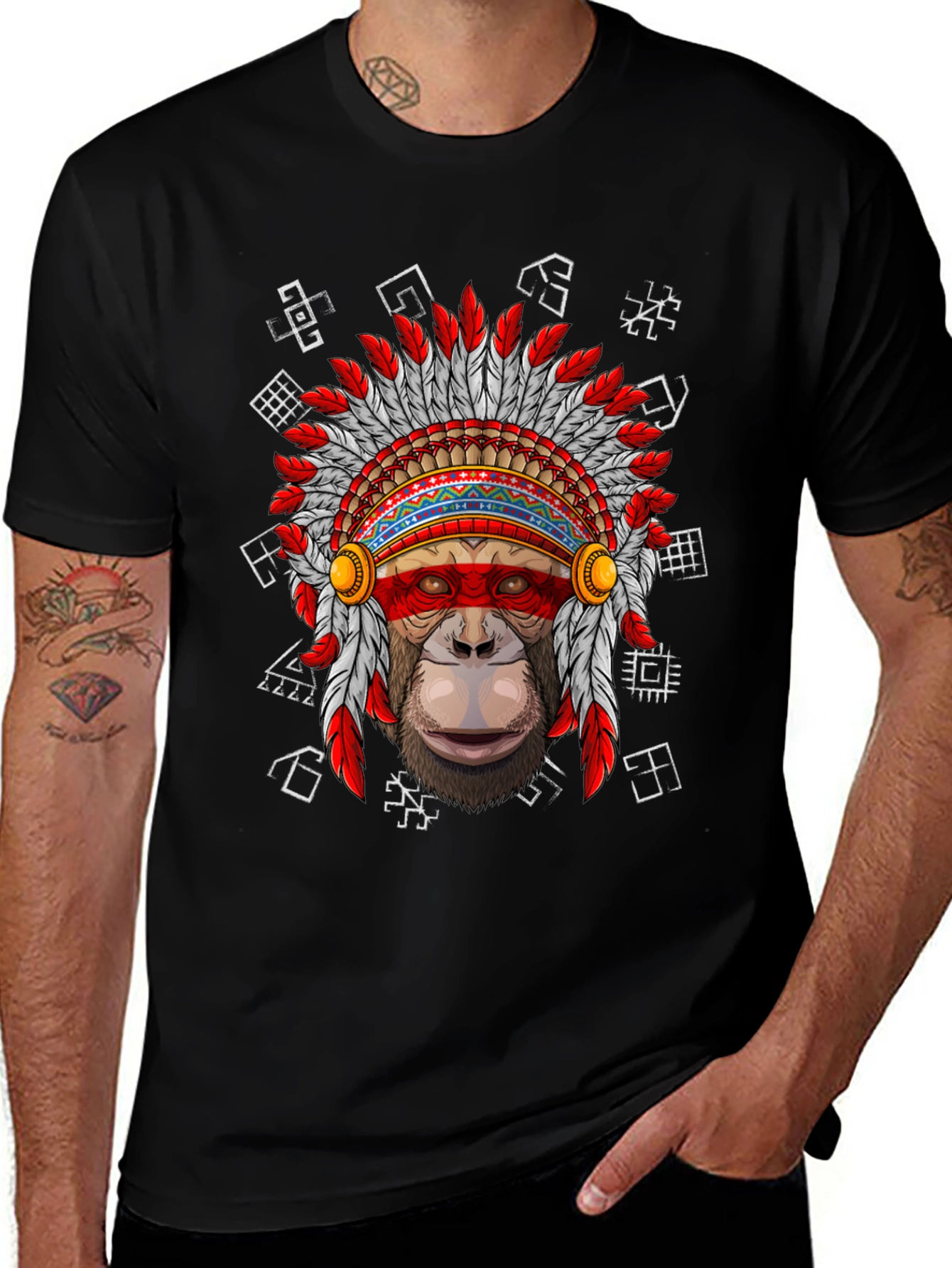 Monkey Chief Headdress Graphic T-Shirt