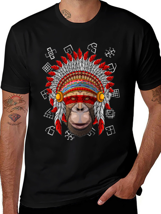 Monkey Chief Headdress Graphic T-Shirt