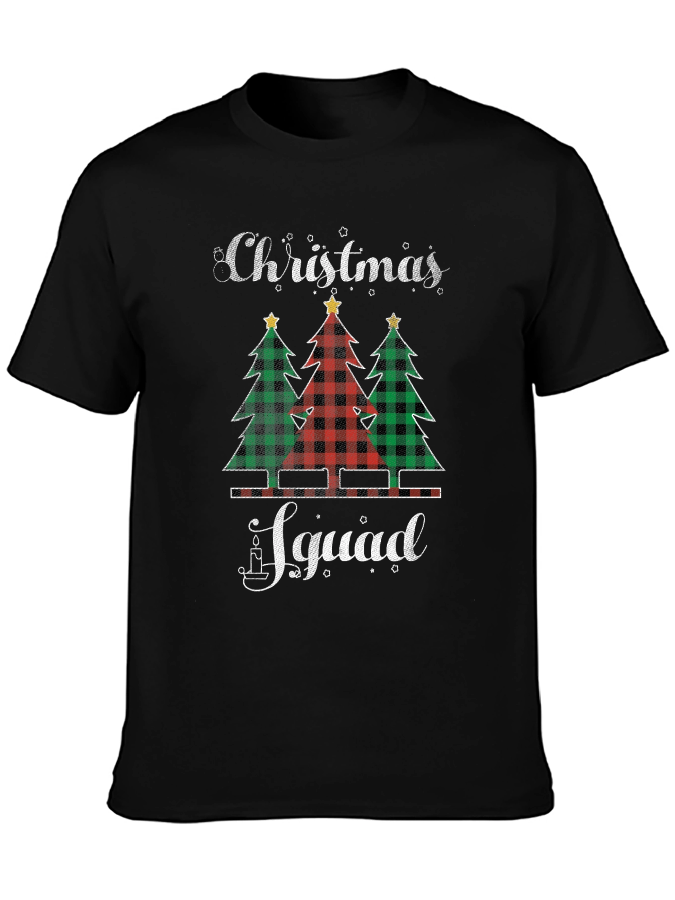 Christmas Squad Plaid Trees Graphic Tee