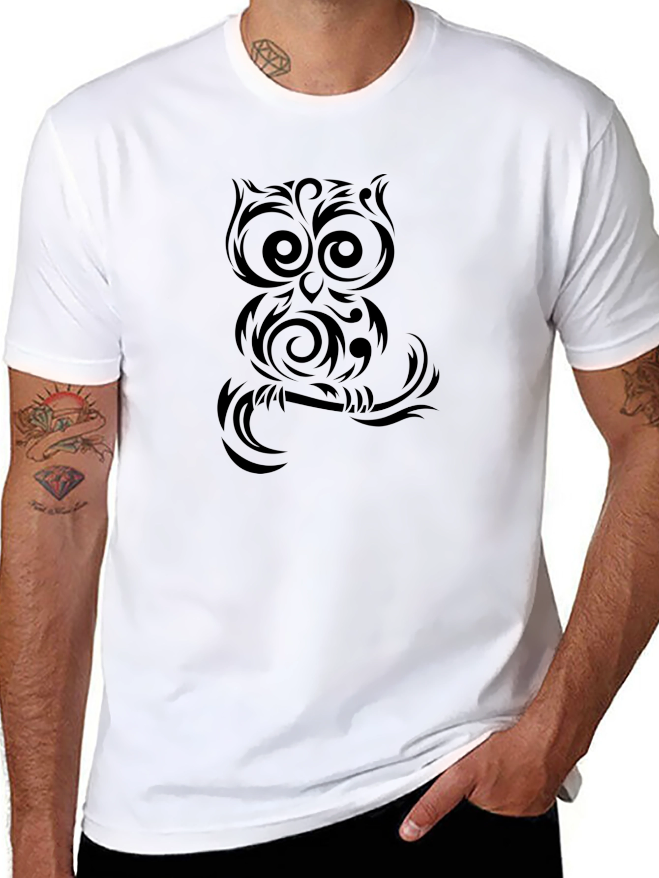 Owl Graphic Black T-Shirt | Cool Bird Tee