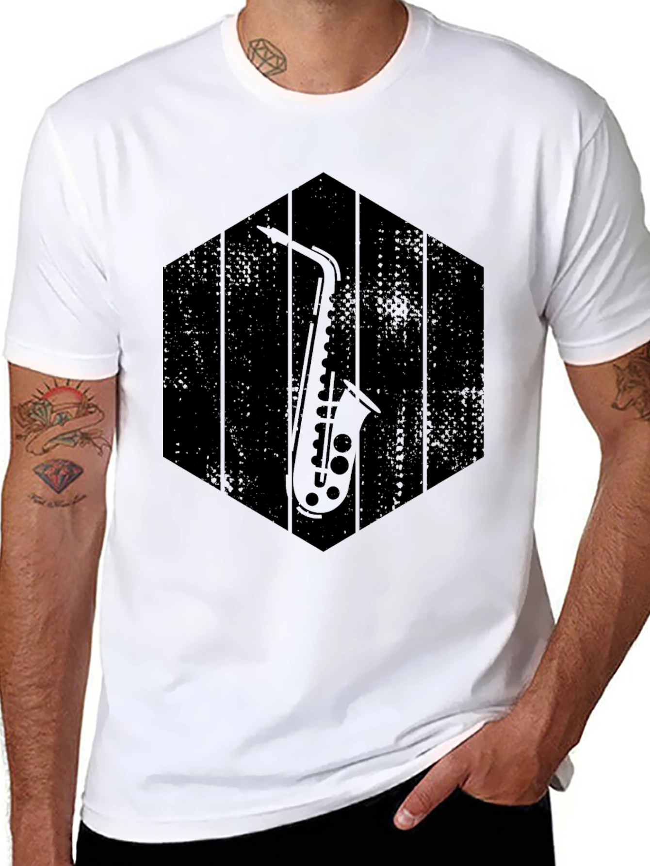 Saxophone Graphic Tee - Musician Style Shirt