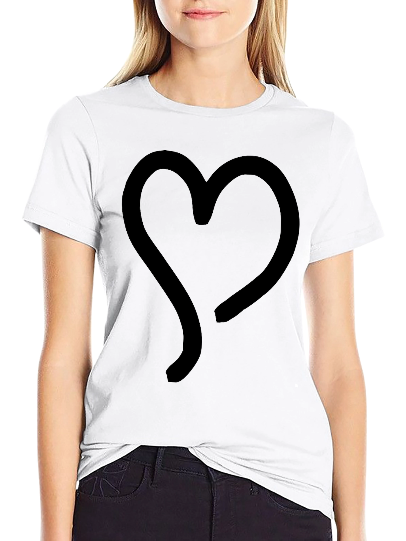 Heart Graphic Black T-Shirt | Casual Style