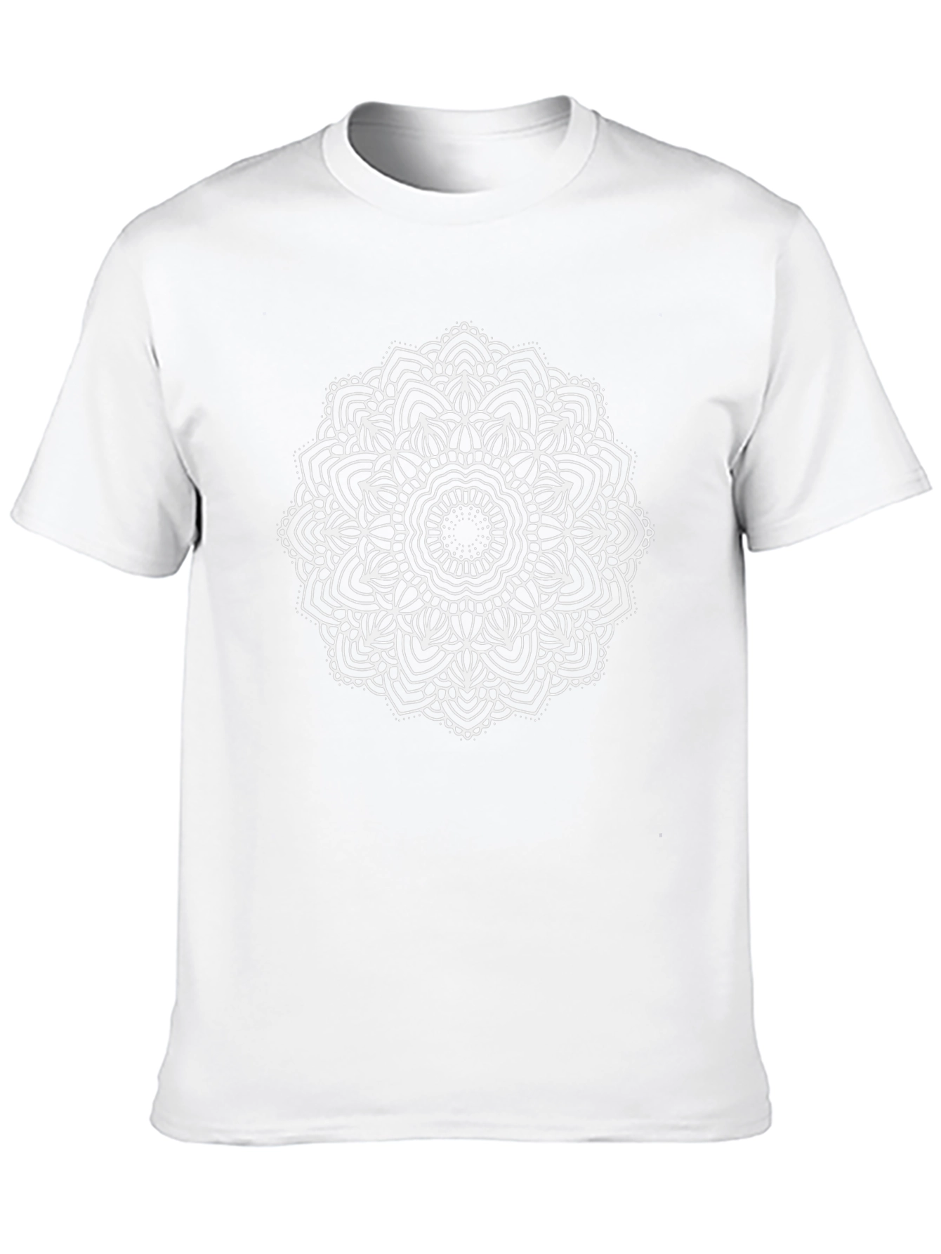 Mens Black T-Shirt with White Mandala Design