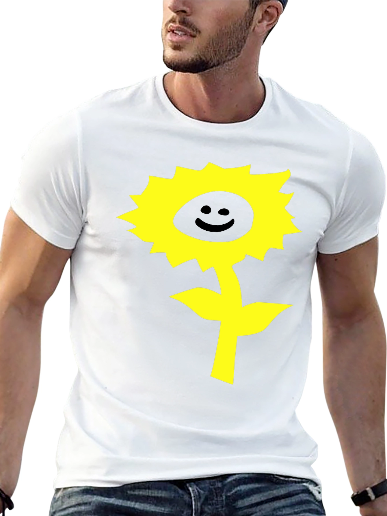 Happy Sunflower Graphic T-Shirt - Black