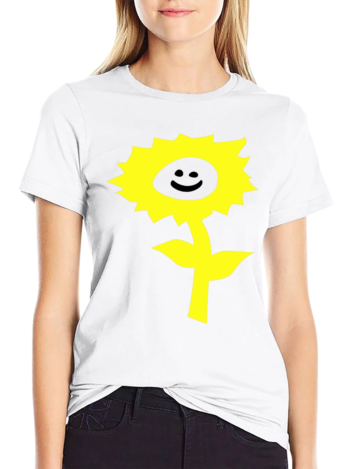 Happy Sunflower Graphic T-Shirt - Black