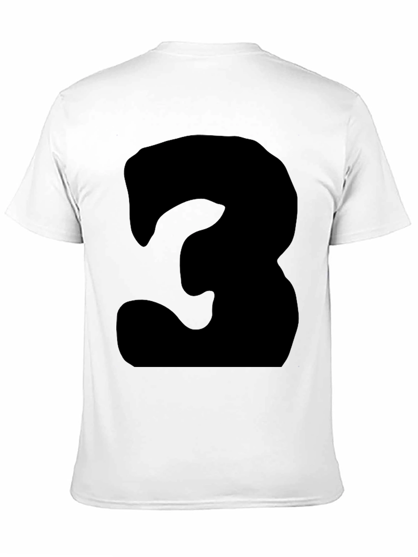 Mens Black T-Shirt with Bold Number 3 Design