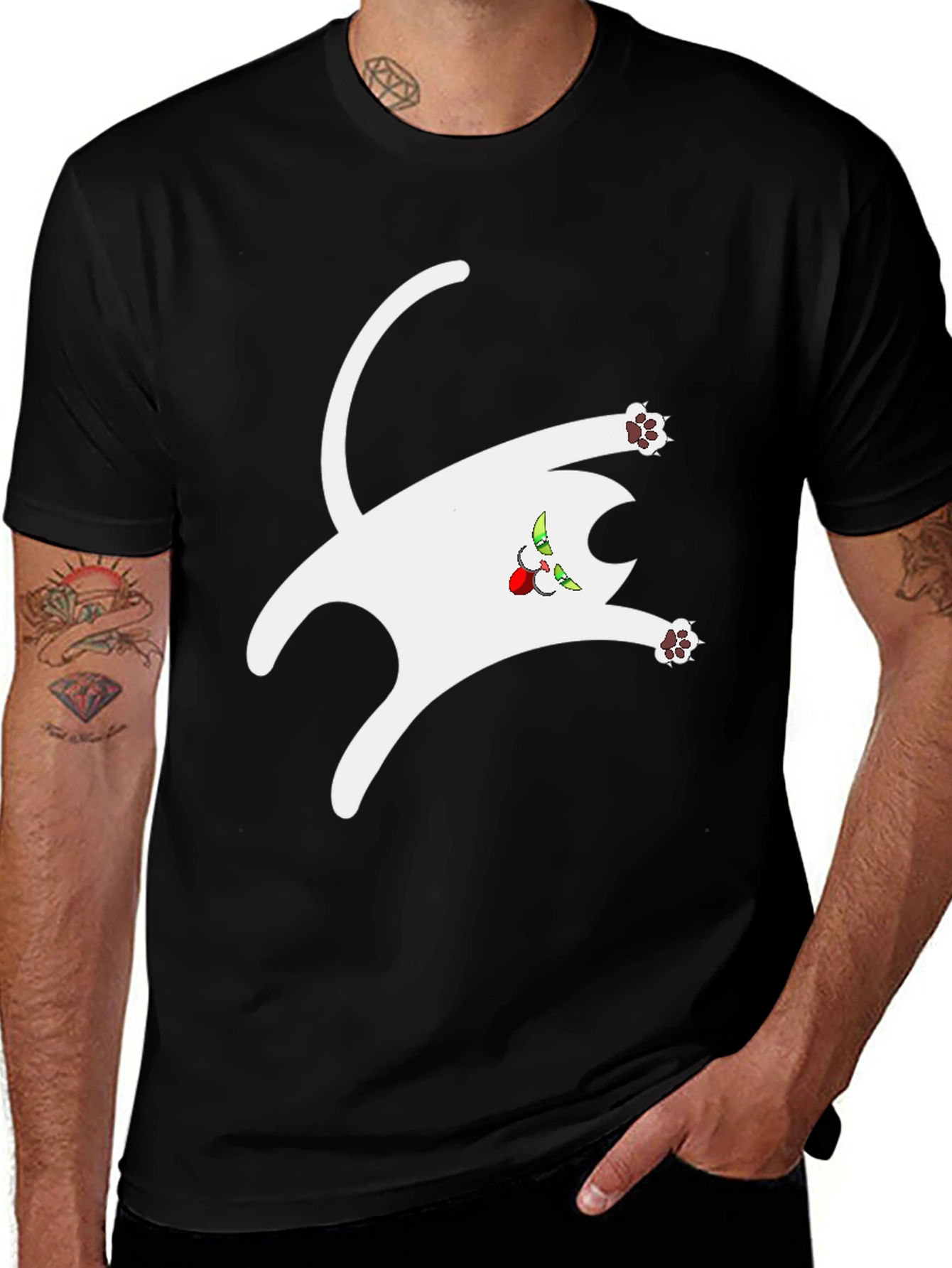 Funny Cat Graphic Tee - Black Cotton T-Shirt