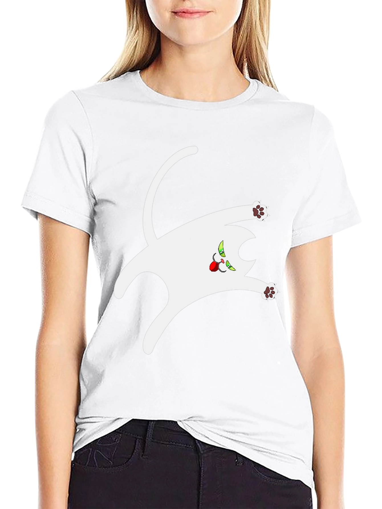 Funny Cat Graphic Tee - Black Cotton T-Shirt