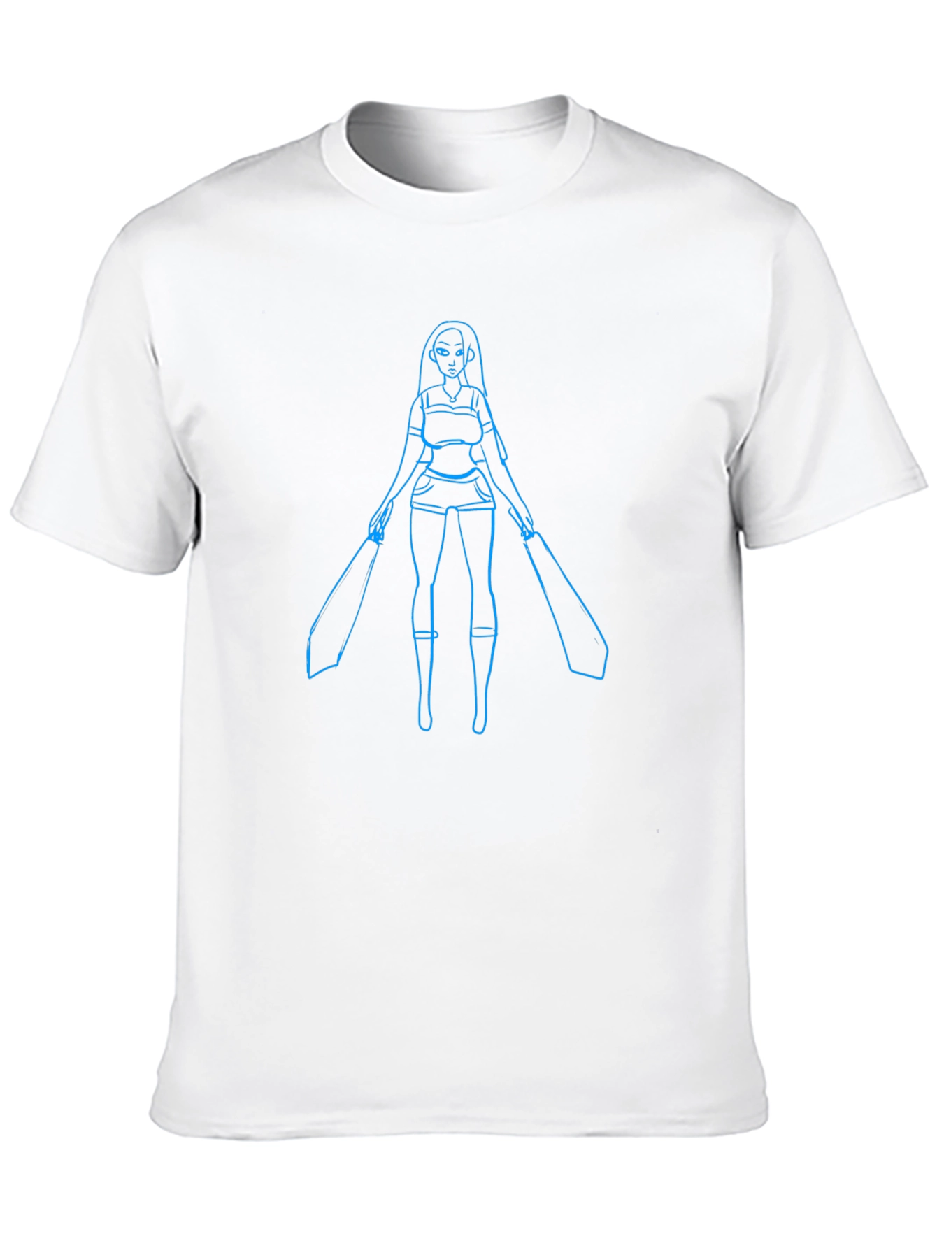 Blue Warrior Graphic Black T-Shirt