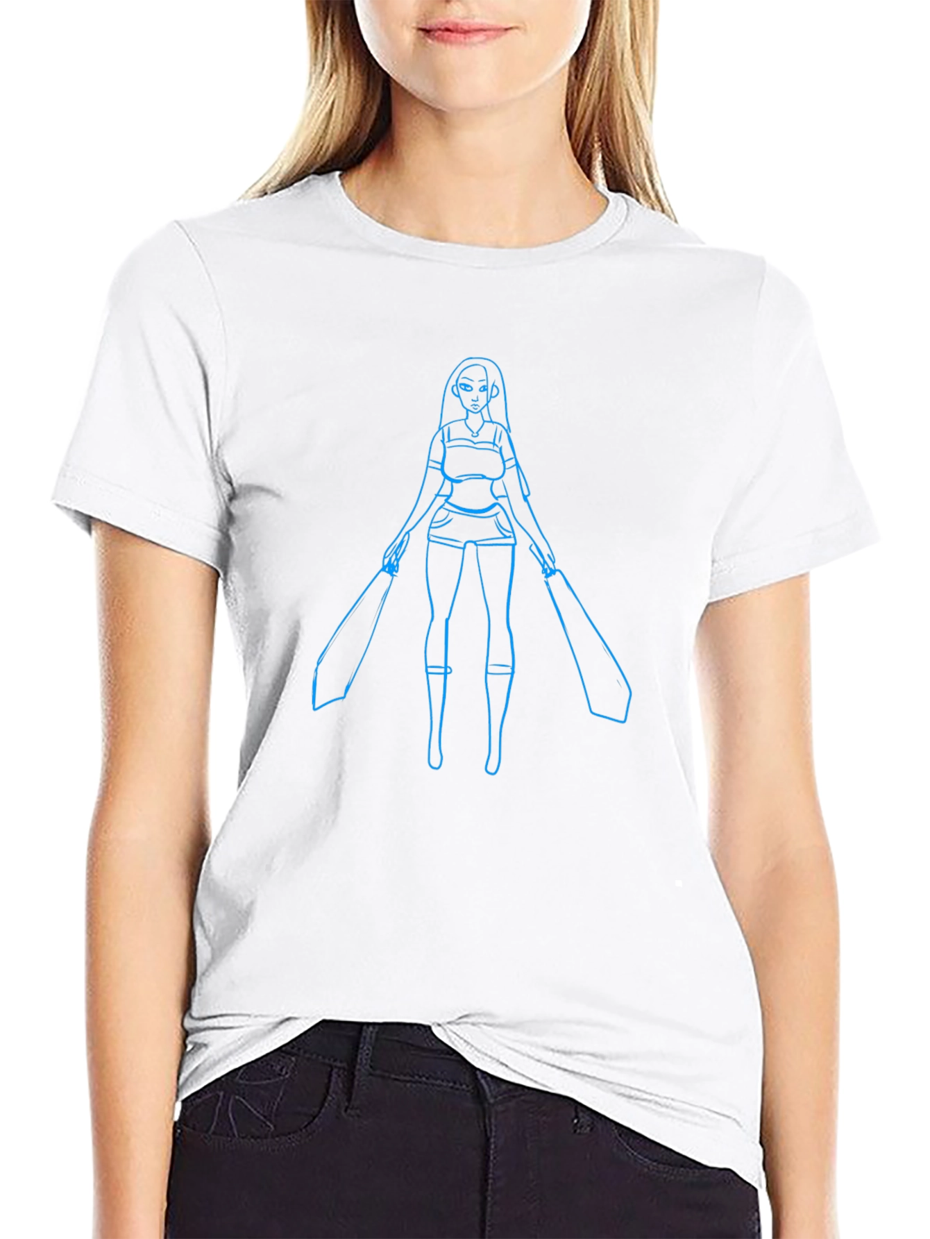 Blue Warrior Graphic Black T-Shirt