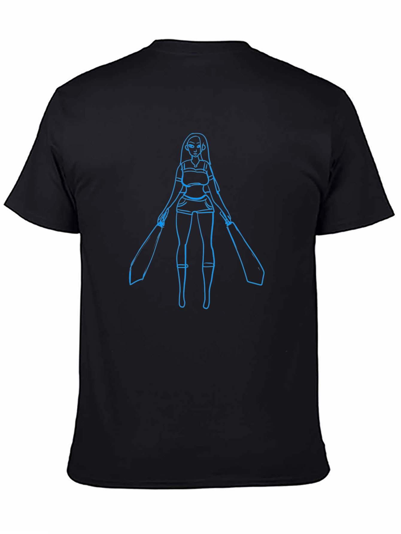 Blue Warrior Graphic Black T-Shirt