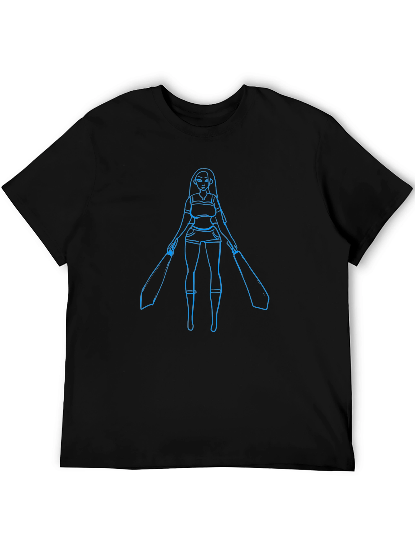 Blue Warrior Graphic Black T-Shirt