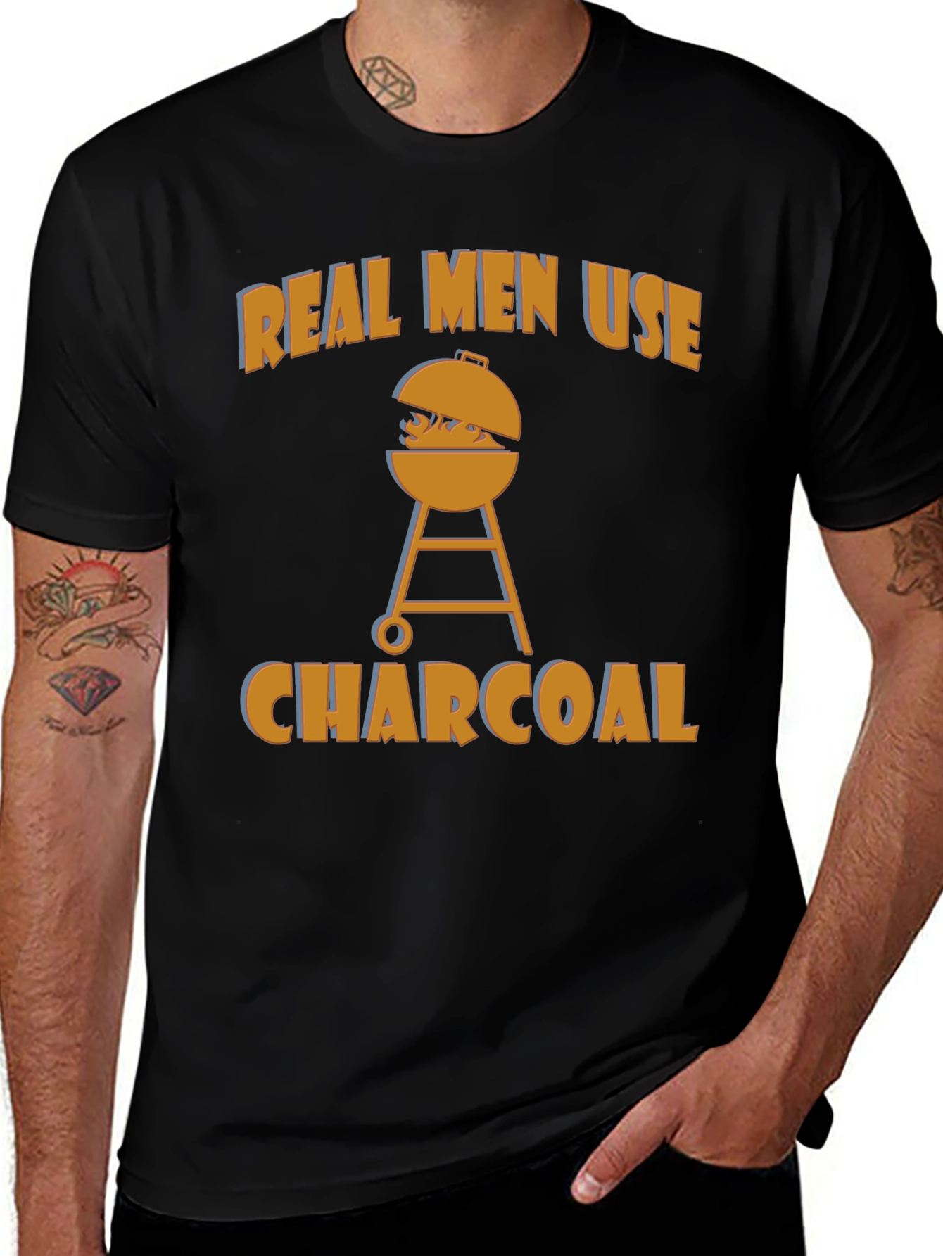 Real Men Use Charcoal Funny BBQ T-Shirt