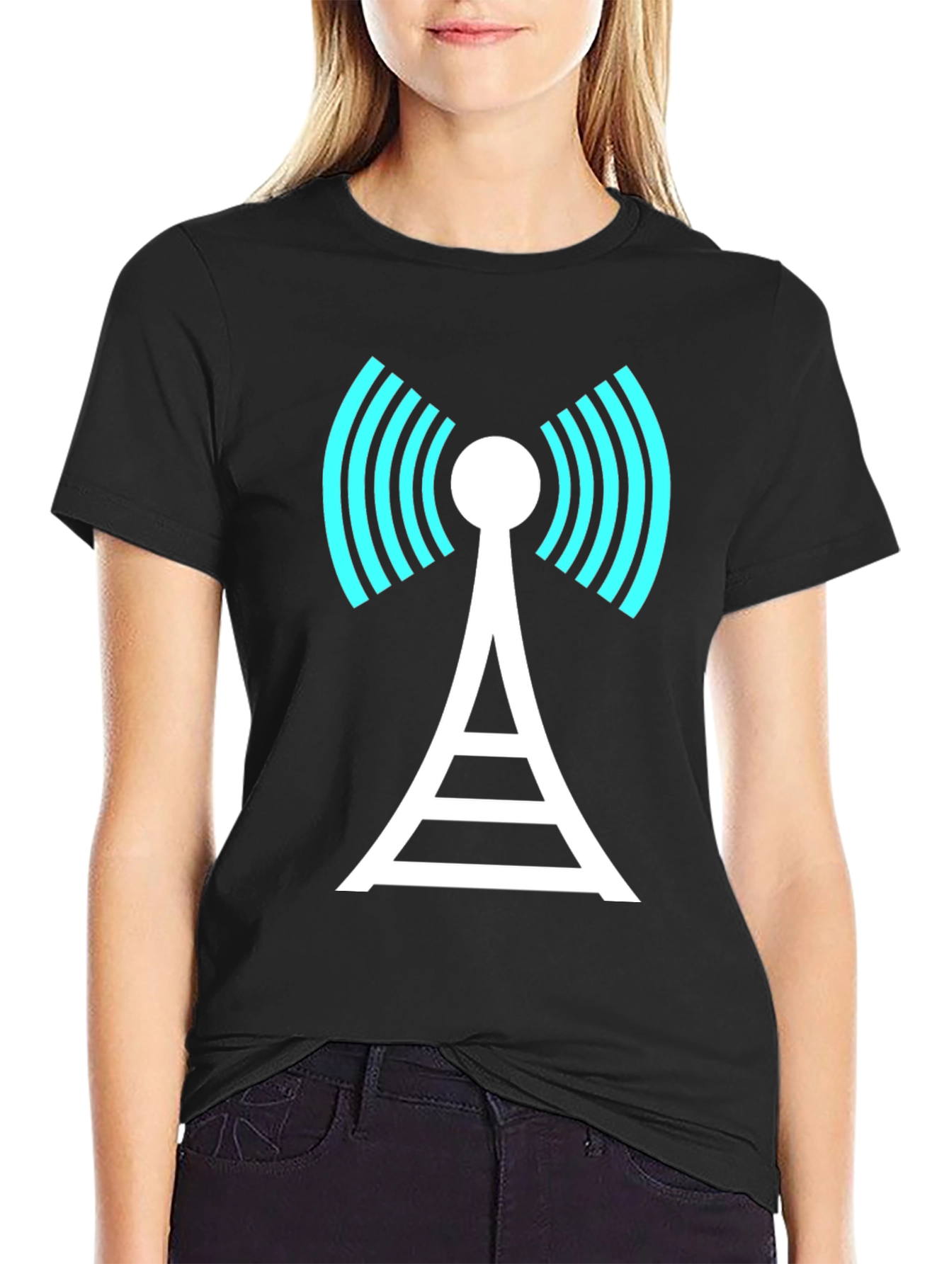 Wireless Tower Graphic Tee - Black