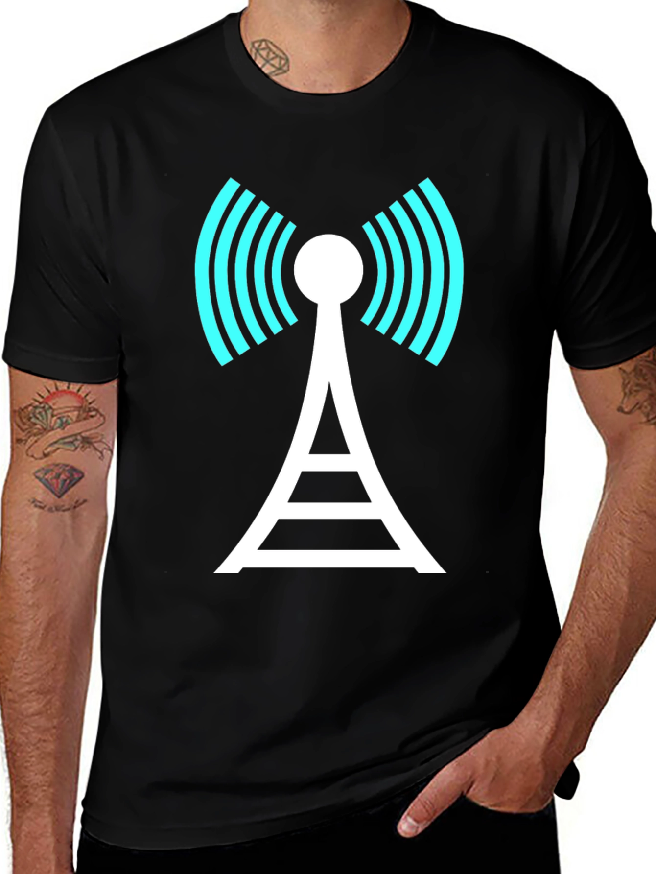 Wireless Tower Graphic Tee - Black