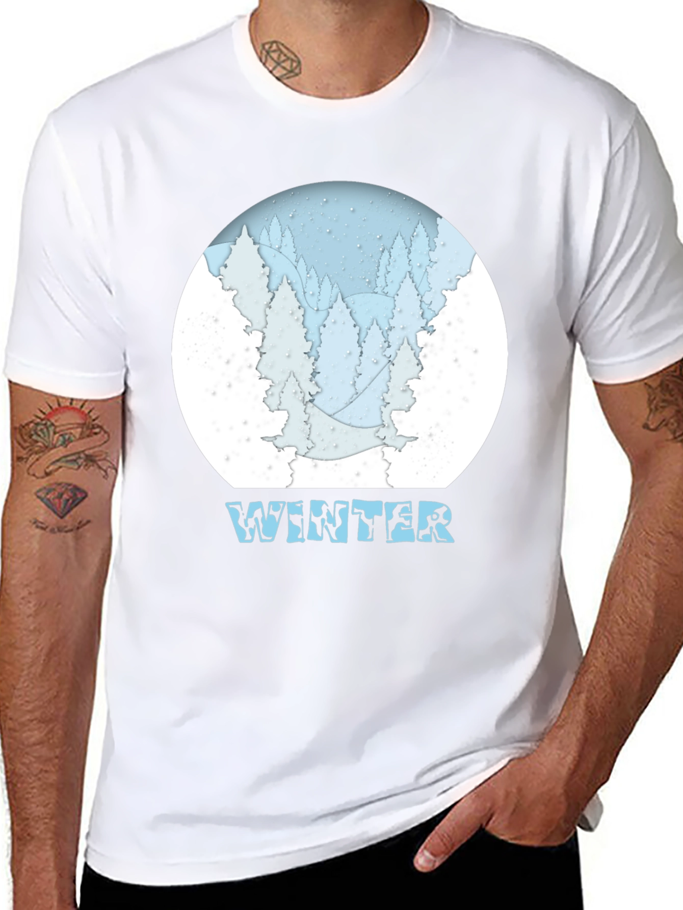 Winter Scene Graphic T-Shirt - Snow Forest Tee
