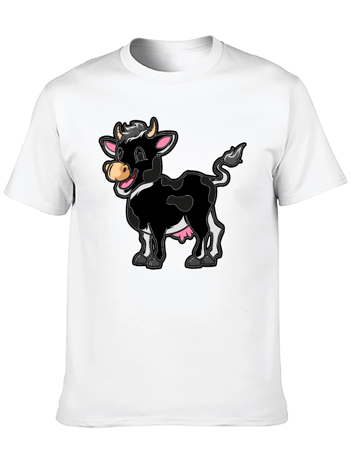 Funny Cartoon Cow Graphic Print T-Shirt
