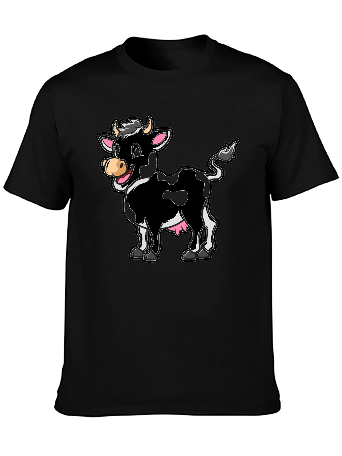 Funny Cartoon Cow Graphic Print T-Shirt