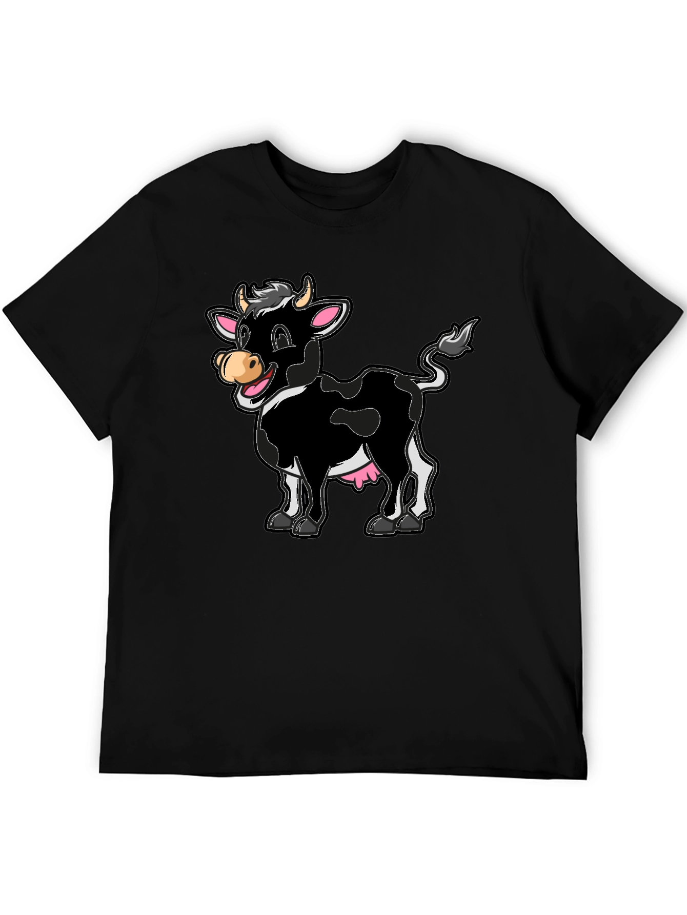 Funny Cartoon Cow Graphic Print T-Shirt