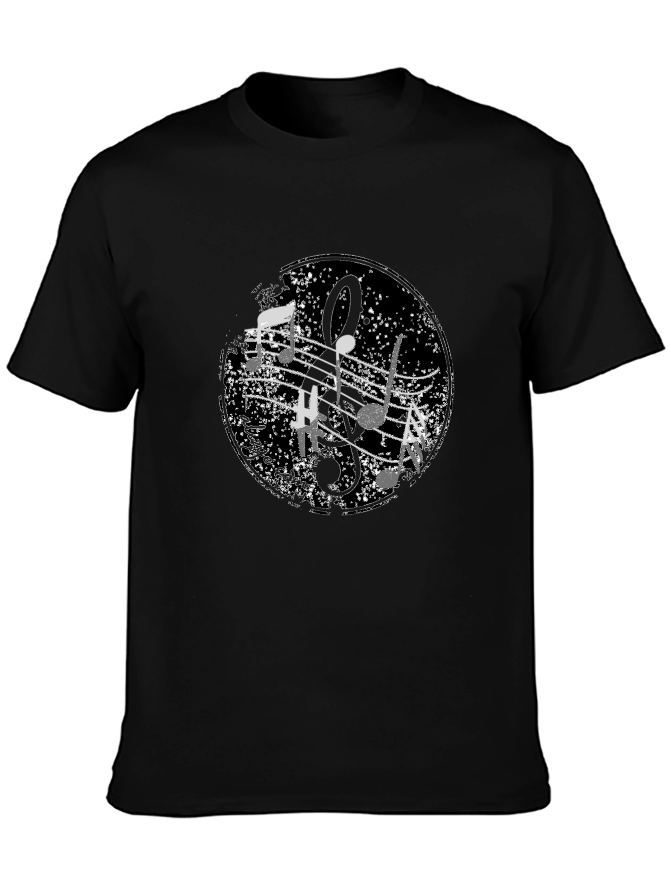 Musical Note Graphic Black T-Shirt