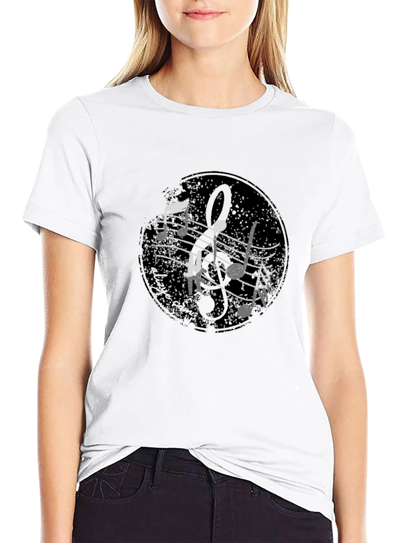 Musical Note Graphic Black T-Shirt