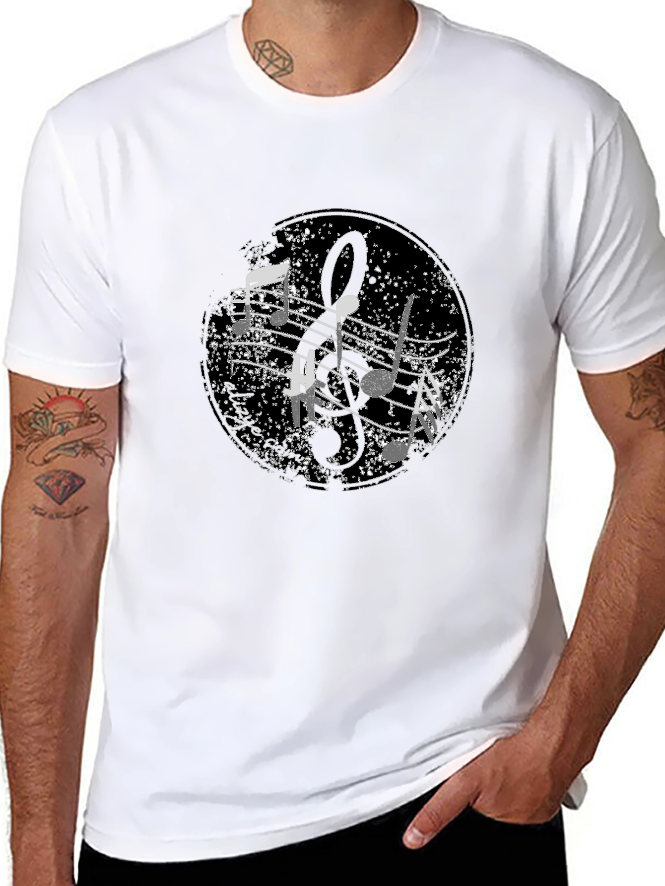 Musical Note Graphic Black T-Shirt