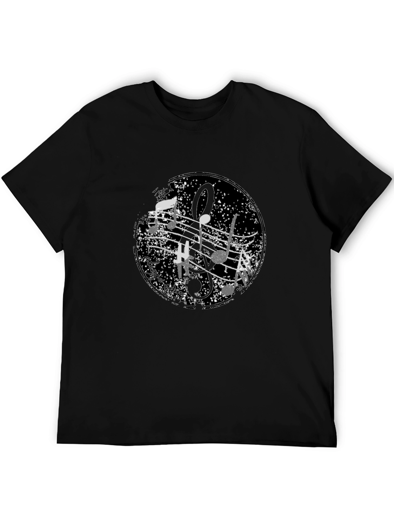 Musical Note Graphic Black T-Shirt