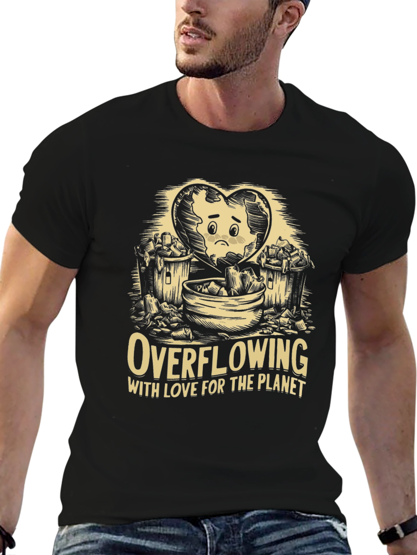 Eco-Awareness Graphic T-Shirt - Overflowing With Love!