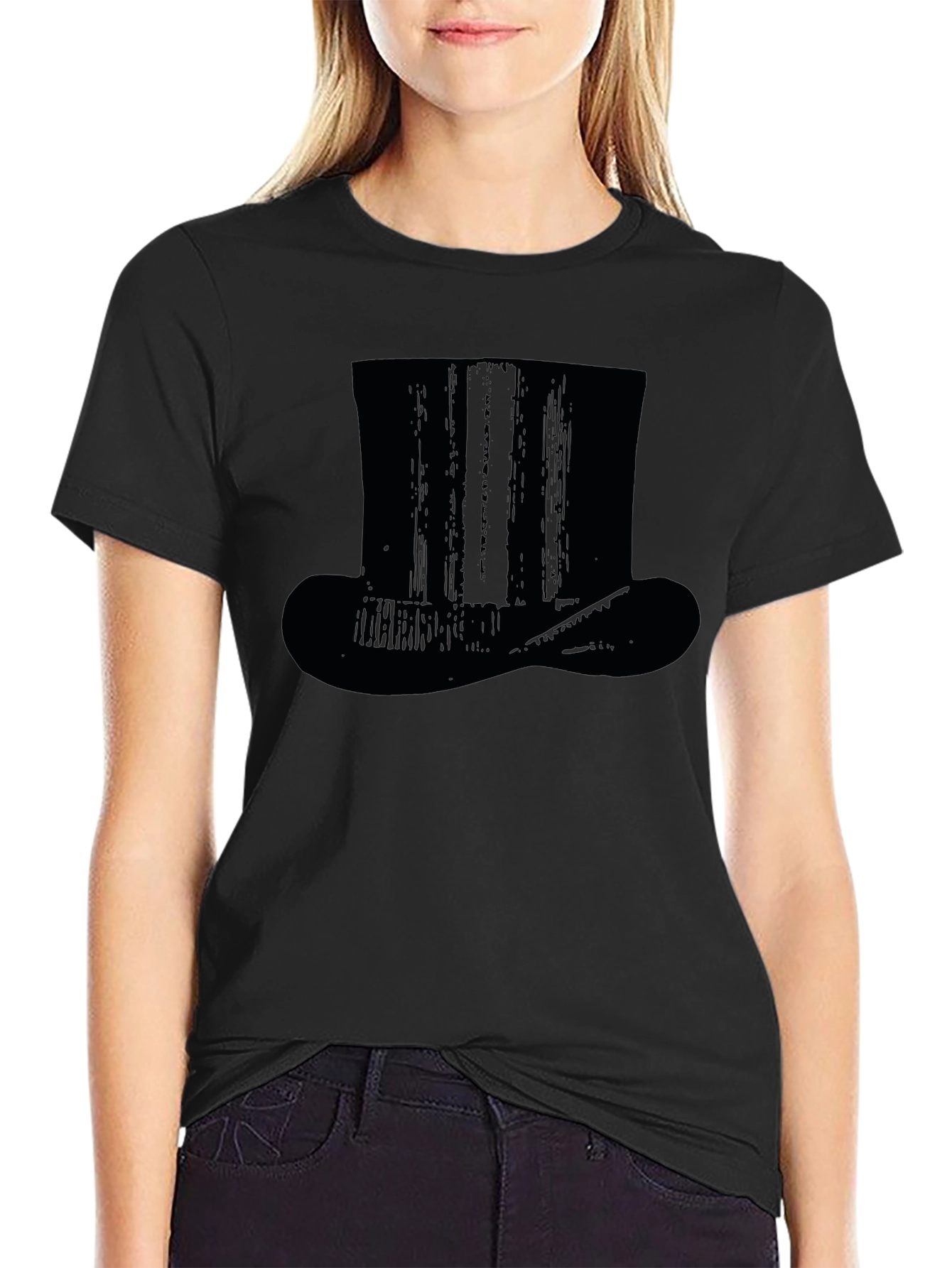 Classic Black Top Hat Graphic T-Shirt