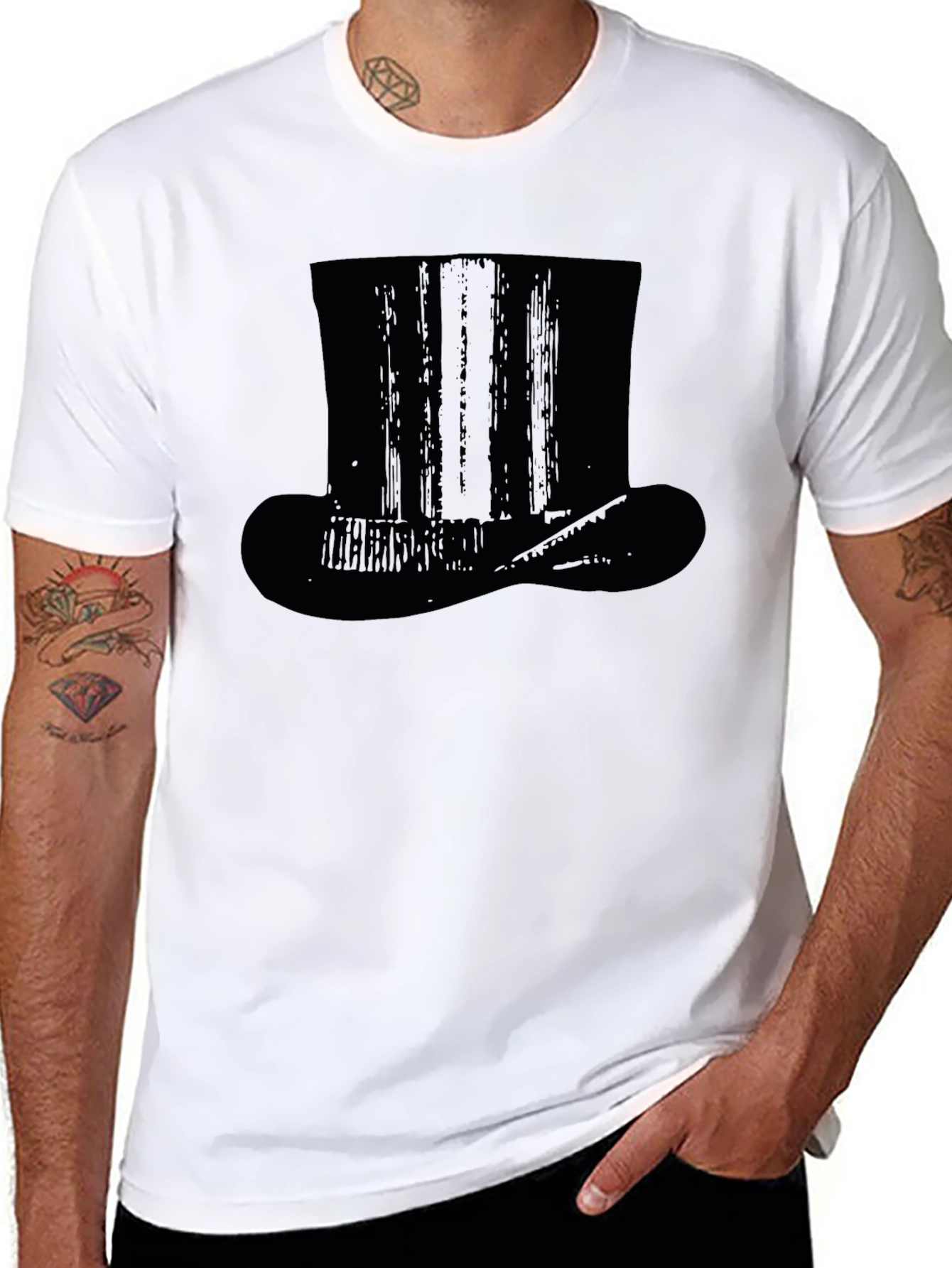 Classic Black Top Hat Graphic T-Shirt
