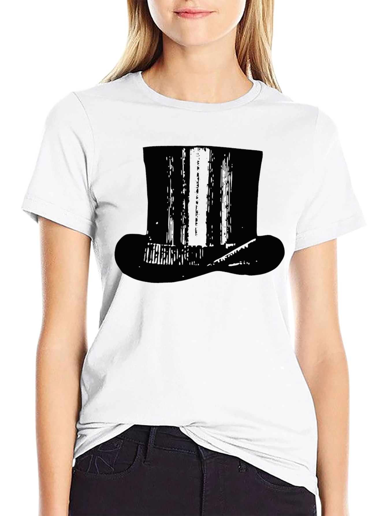 Classic Black Top Hat Graphic T-Shirt
