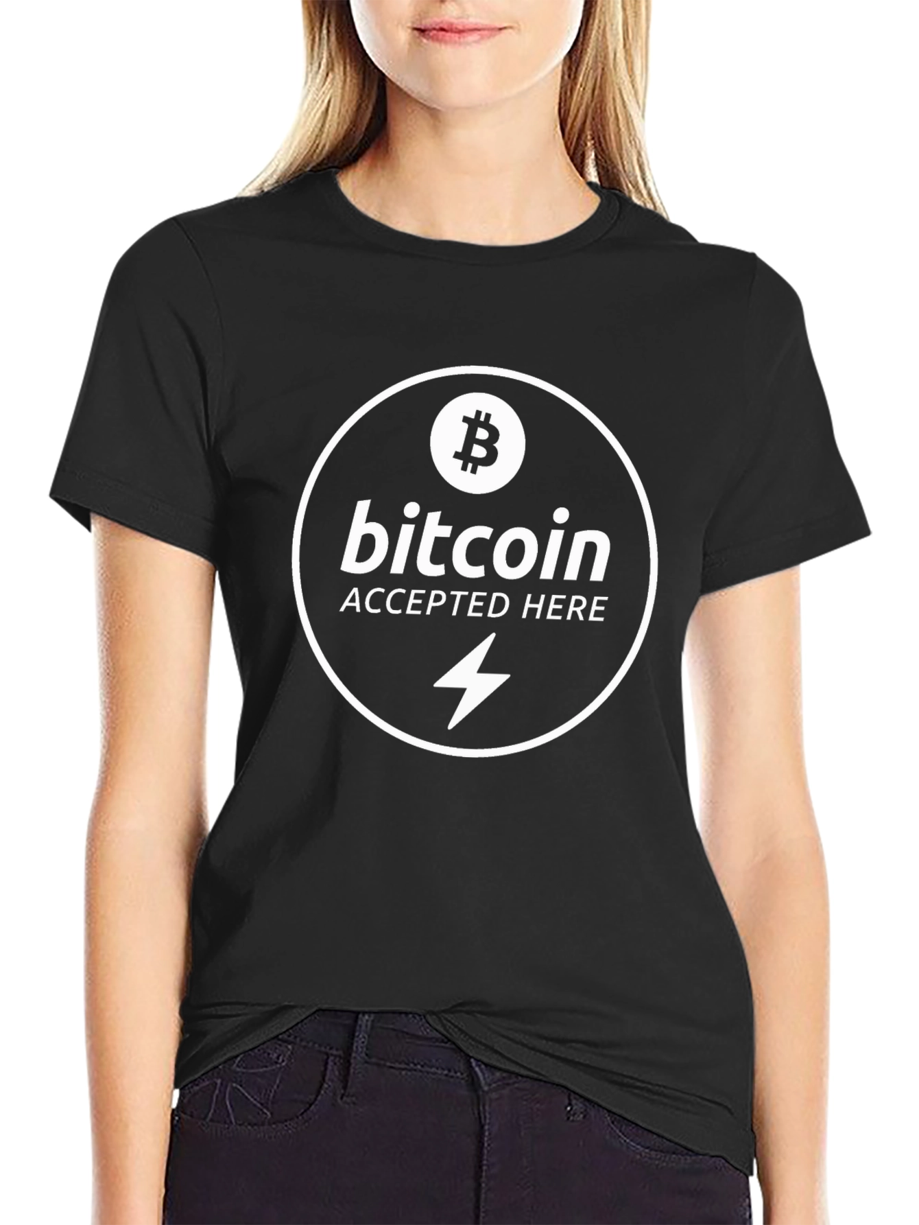 Bitcoin Accepted Here Black T-Shirt Crypto BTC