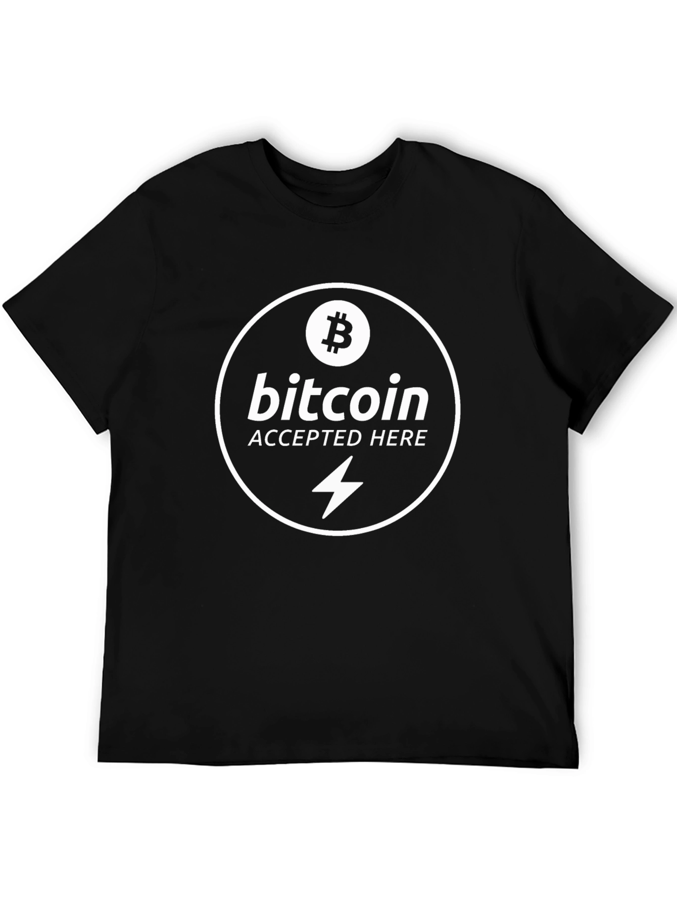 Bitcoin Accepted Here Black T-Shirt Crypto BTC