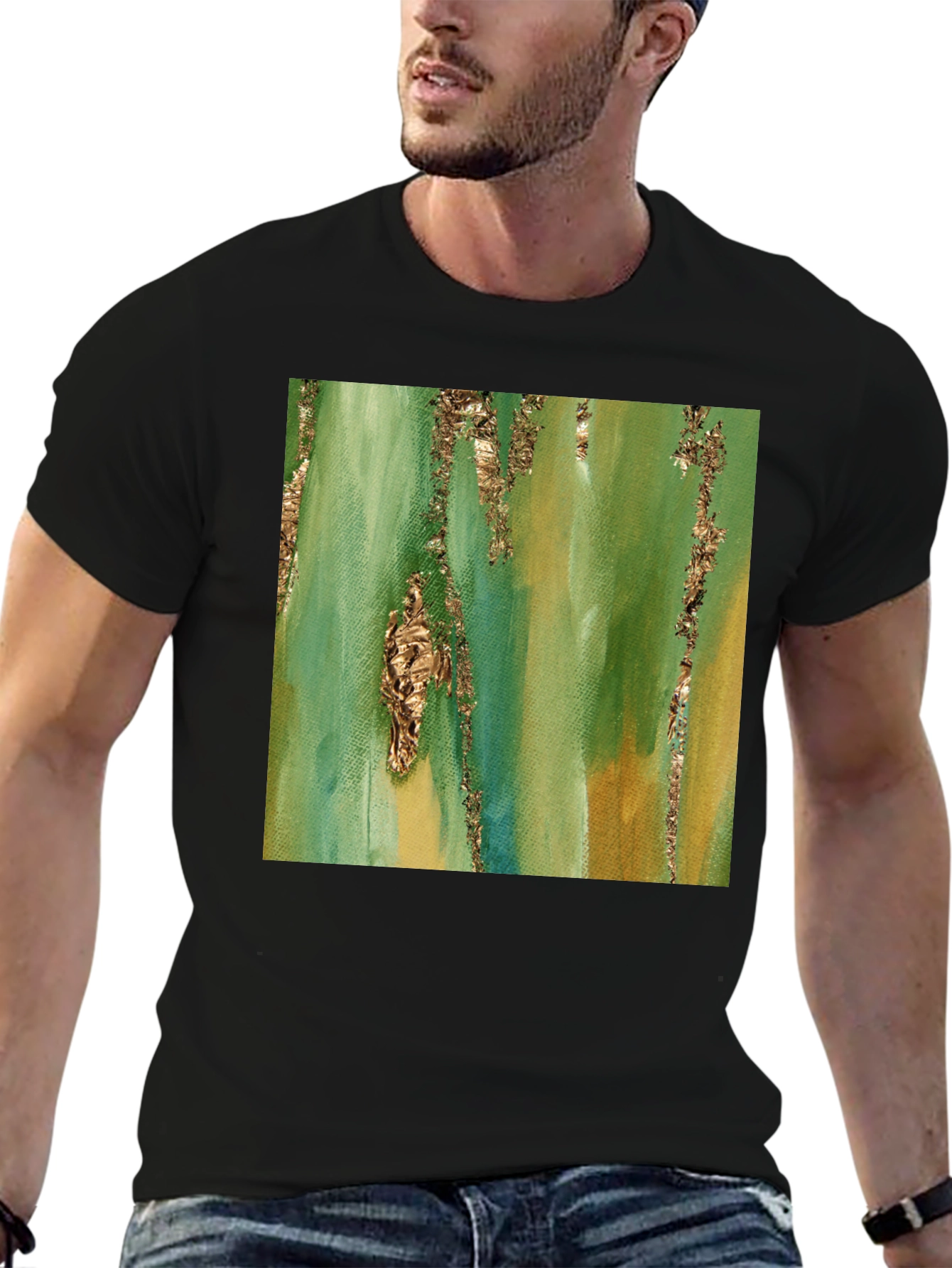 Green & Gold Abstract Art T-Shirt